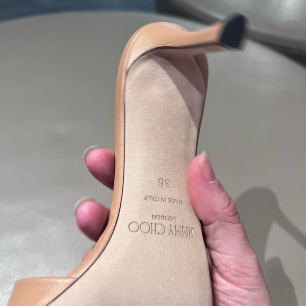 Jimmy Choo Basil 75 Luxe Happa Caramel Leather Heels Mules - Picture 7 of 7